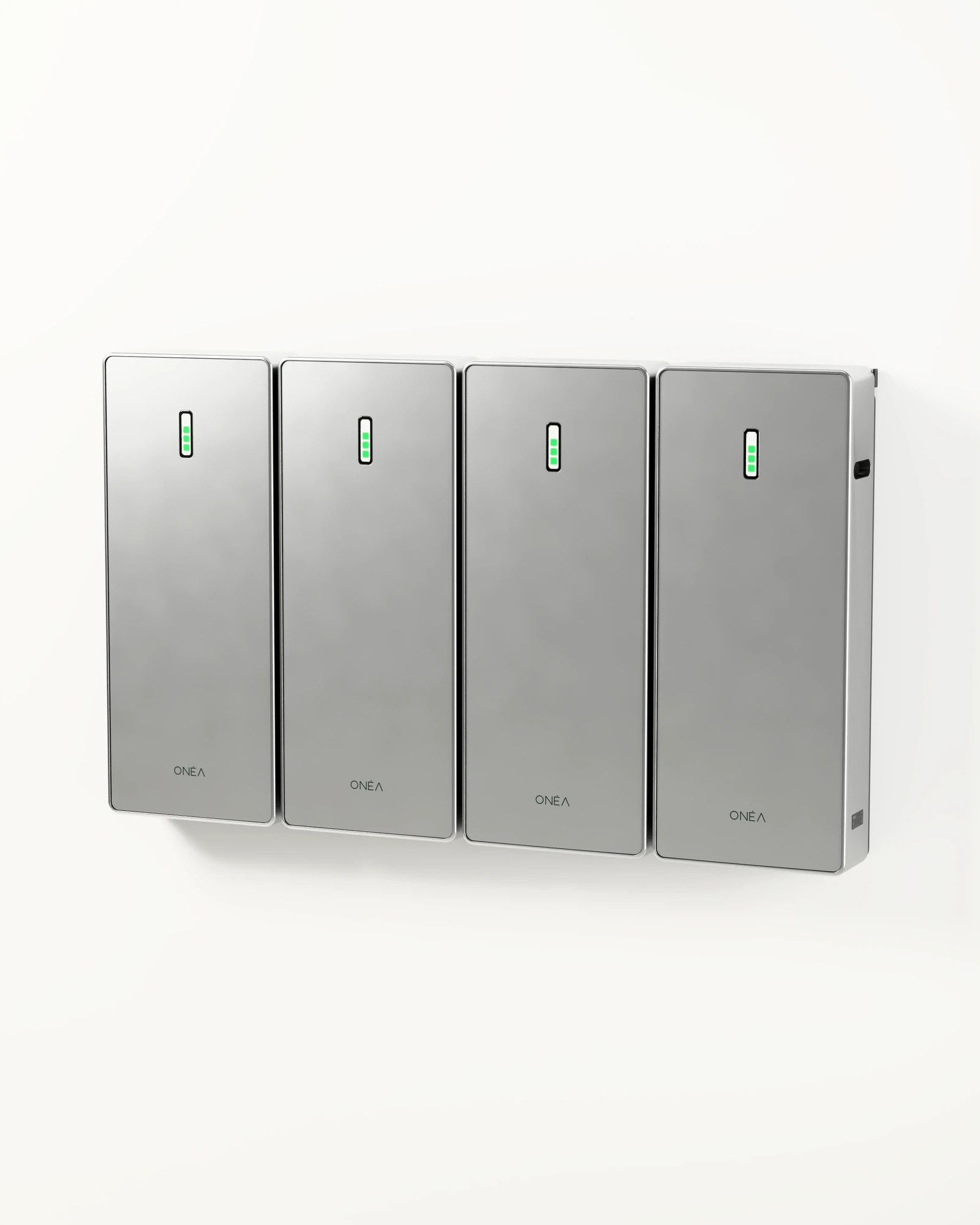 Four ONÉA BLOCK modules side by side on one rail, the full stack.